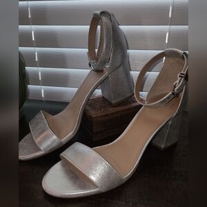 Silver Block Heel Sandals
